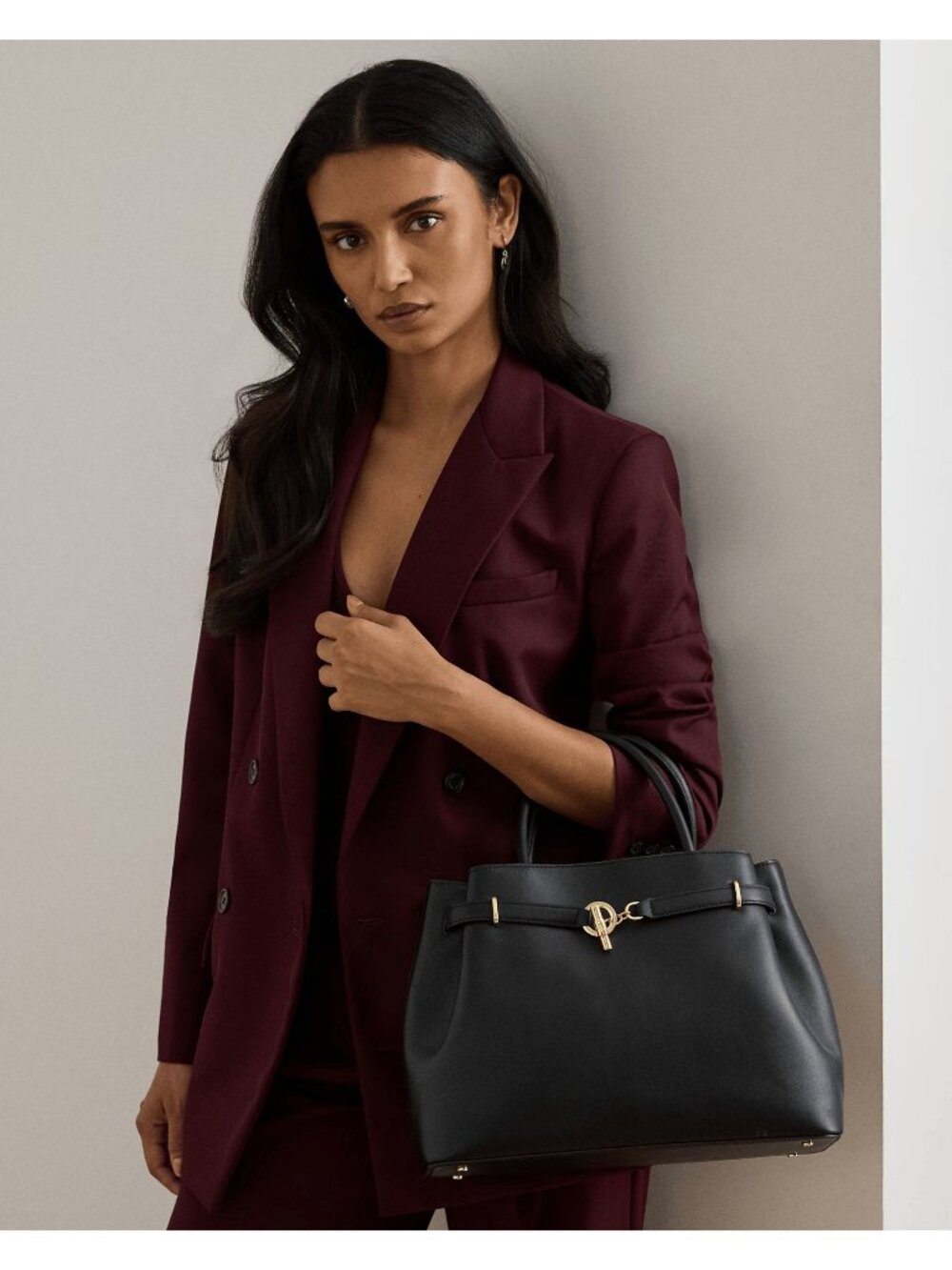 NWT Lauren Ralph Lauren Leather Large Blaike Satchel Handbags Black Size OS